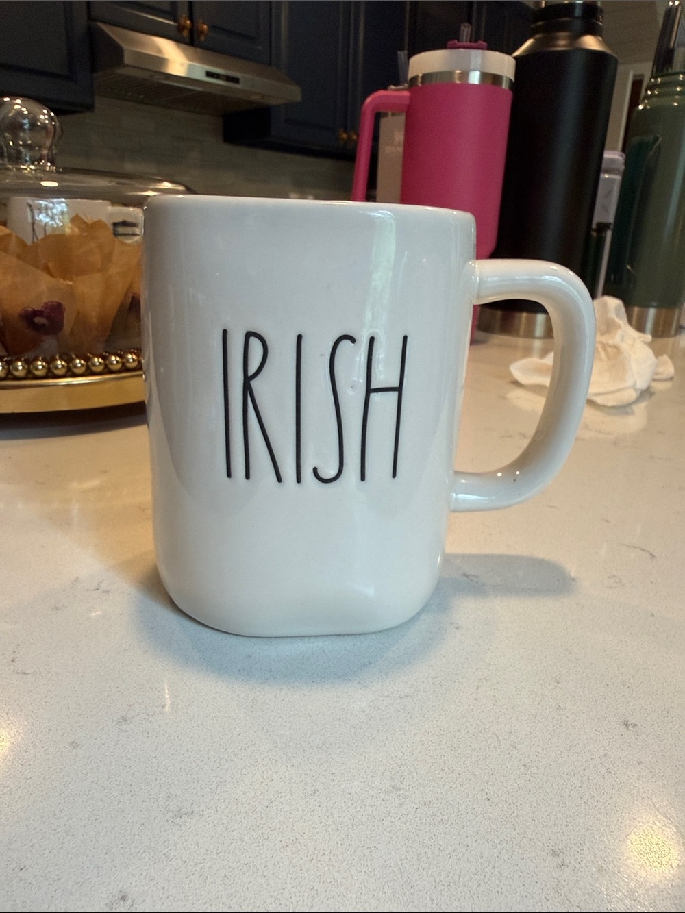 Irish White Ceramic Coffee Mug - Classic Lettering by Rae Dunn